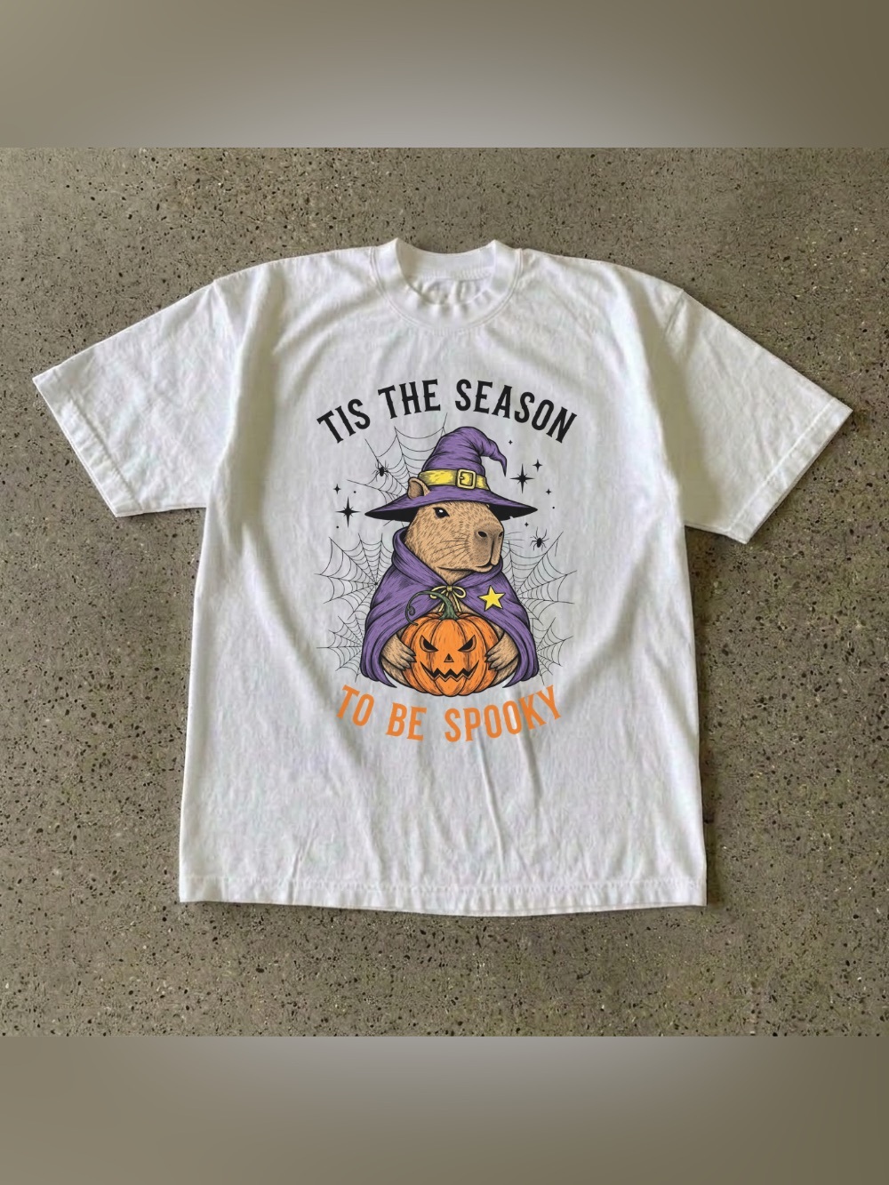 Tis The Season To Be Spooky Graphic Tee, Spooky Season Capybara Witch Animal Tee